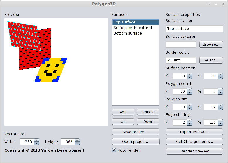 Polygen3D's graphical user interface